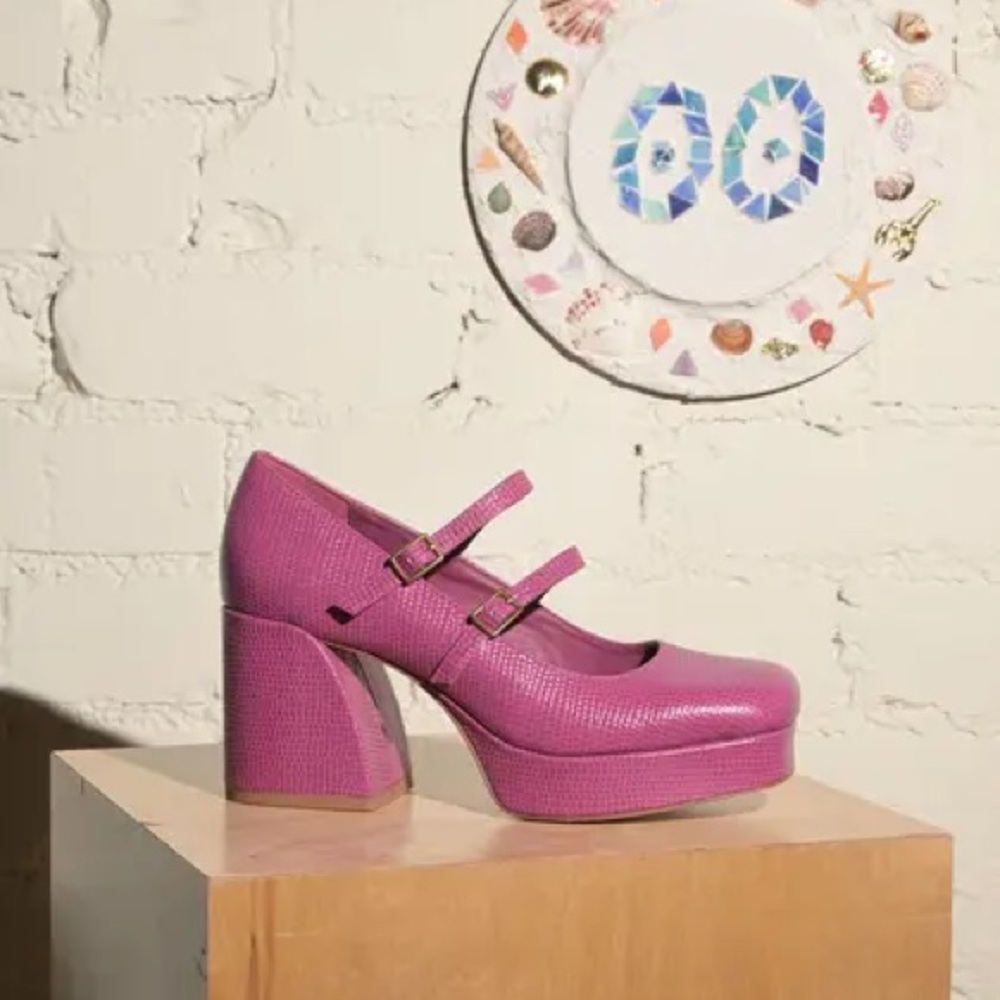 BRAND NEW, Charlotte Stone Magenta Women's Mary Jane Block Heels
